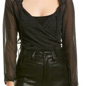 DNT Small Black Wrap Sheer Top Like New
